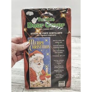 Vintage Y2K Twinkle Door‎ Cover Merry Christmas Santa Lights NIP 30x72